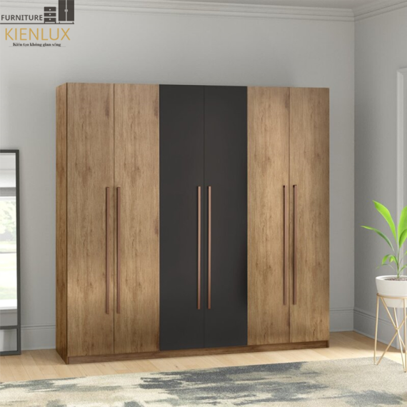 Tủ Quần Áo Gỗ Công Nghiệp 6 Cánh TAKL-027