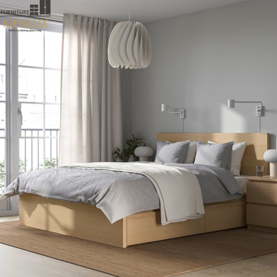 Giường Ngủ Thiết Kế Hiện Đại Chất Liệu Gỗ Công Nghiệp GNKL-027
