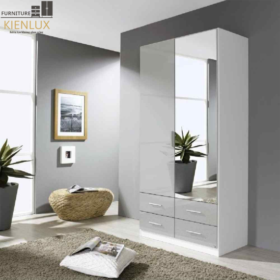 Tủ Quần Áo Gỗ Công Nghiệp 2 Cánh Có Gương-TAKL019