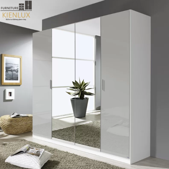 Tủ Quần Áo Gỗ Gia Đình 4 Cánh Có Gương-TAKL020