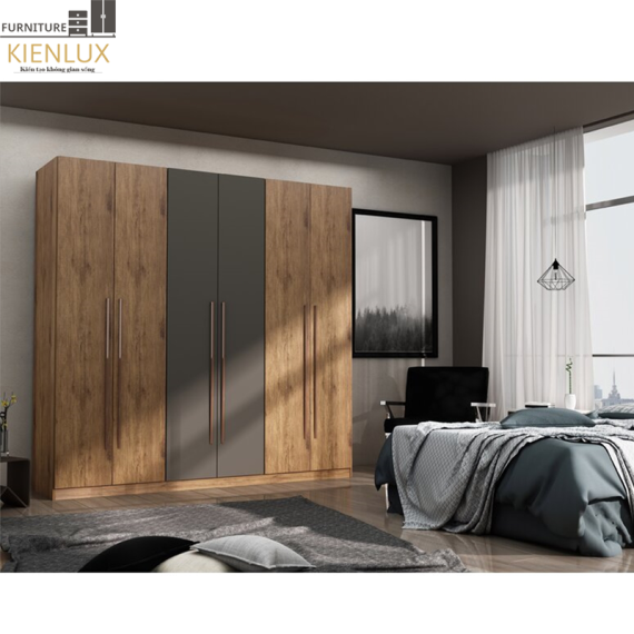 Tủ Quần Áo Gỗ Công Nghiệp 6 Cánh TAKL-027