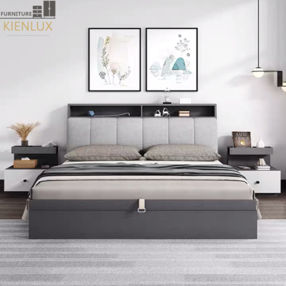 Giường Ngủ Gỗ Công Nghiệp MDF Hiện Đại-GNKL008