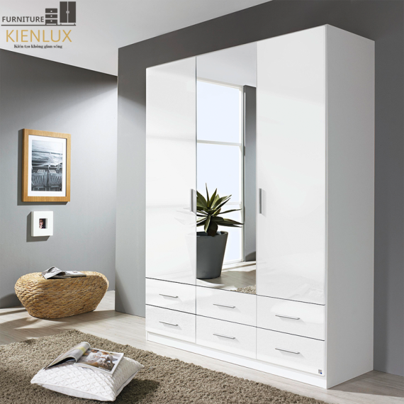Tủ Quần Áo Gỗ Cao Cấp 3 Cánh Có Gương-TAKL015