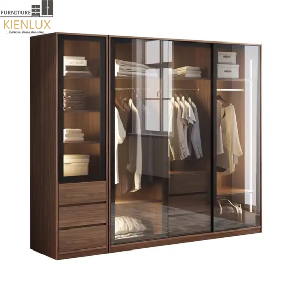 Tủ Quần Áo Cửa Lùa Cánh Kính Cao Cấp- KL004