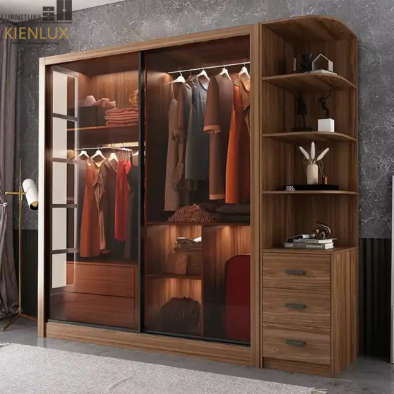 Tủ Quần Áo Cửa Lùa Cánh Kính Cao Cấp- KL003