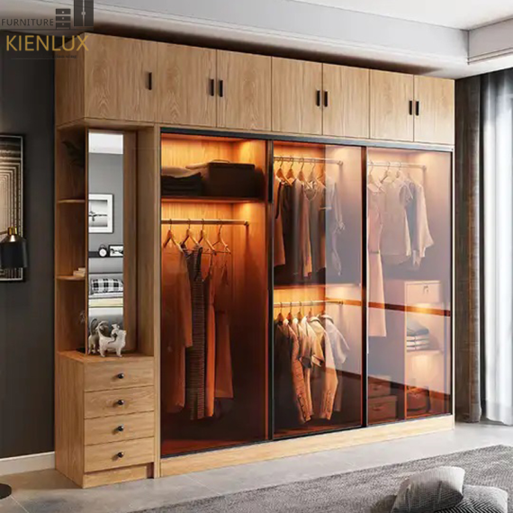 Tủ Quần Áo Cửa Lùa Cánh Kính Cao Cấp- KL005