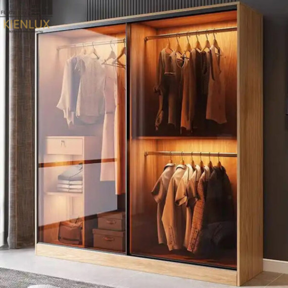 Tủ Quần Áo Cửa Lùa Cánh Kính Cao Cấp- KL005