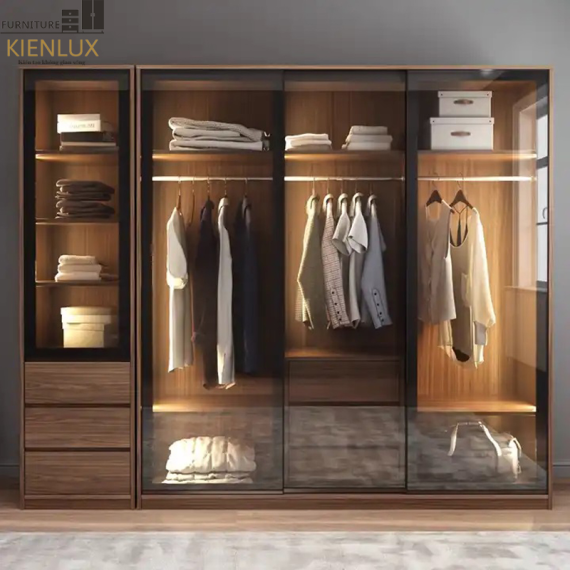 Tủ Quần Áo Cửa Lùa Cánh Kính Cao Cấp- KL004