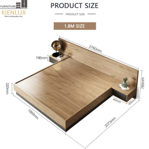 Giường Ngủ Đẹp Gia Đình Hiện Đại GNKL-026