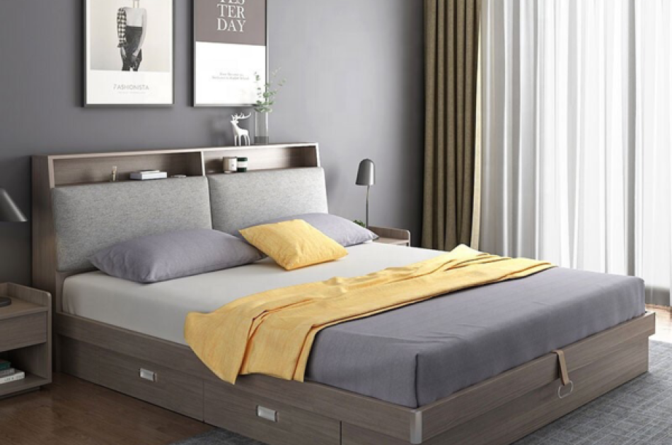 Giường Đôi Gỗ Công Nghiệp Phong Cách Hiện Đại- GNKL007