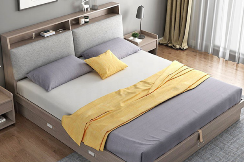 Giường Đôi Gỗ Công Nghiệp Phong Cách Hiện Đại- GNKL007