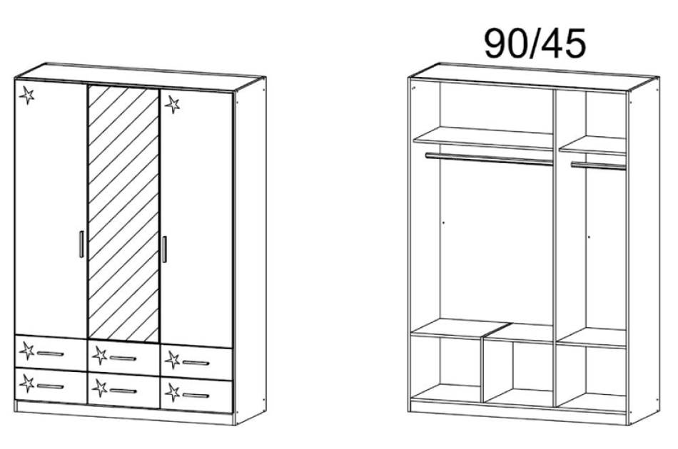 Tủ Quần Áo Gỗ Cao Cấp 3 Cánh Có Gương-TAKL015